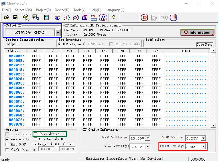 MiniPro Software Configuration