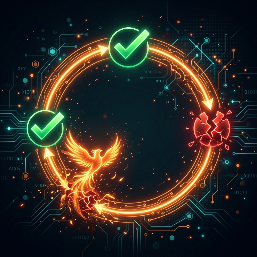 Phoenix sense and heal loop with passing and failing branches