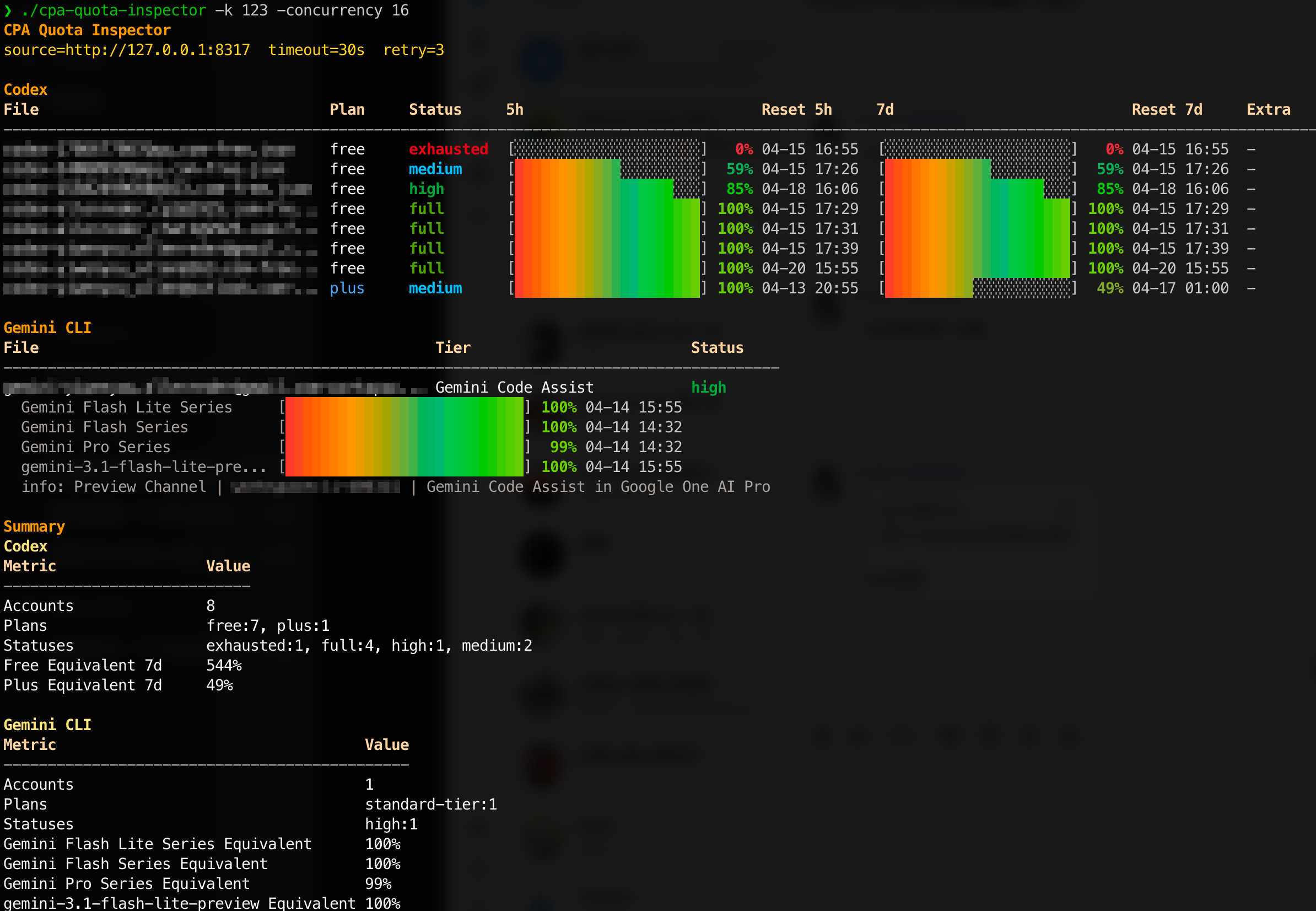 CLIProxyAPI Quota Inspector