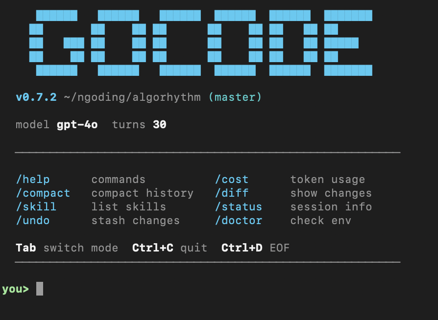 gocode terminal screenshot