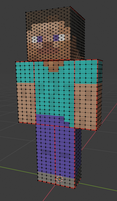 Subdivided Steve model in Blender