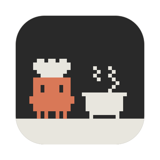 Ícone do app: o Claudinho chef ao lado de uma panela