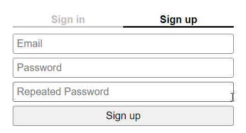 Demo showing sign in and sign up forms