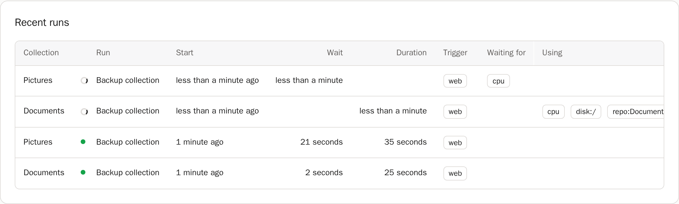 Web UI runs