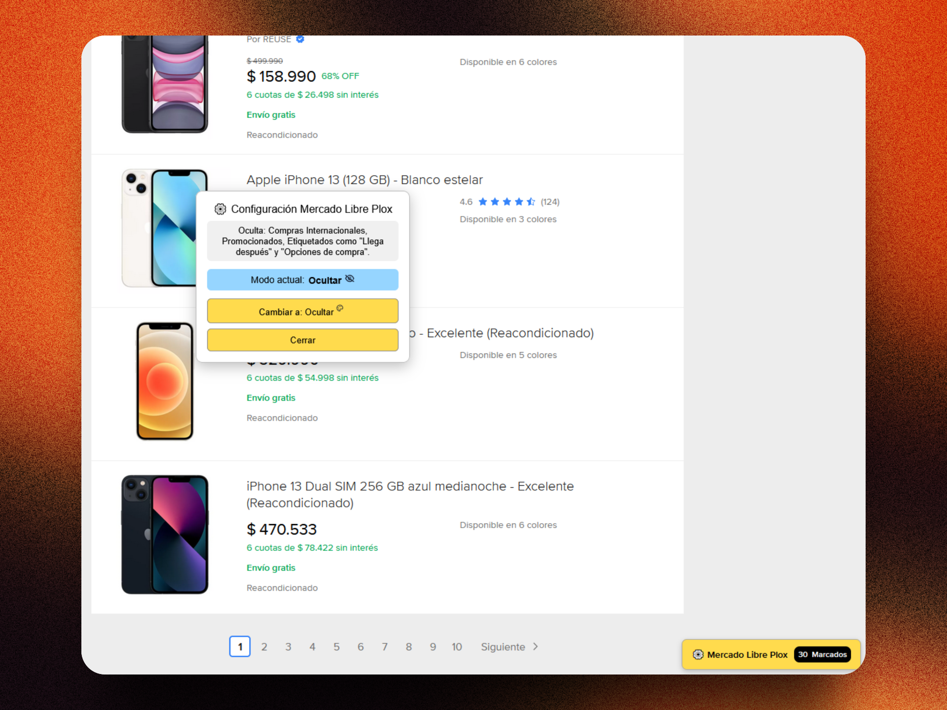 Ejemplo de productos ocultos