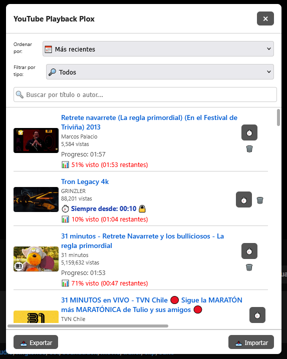 Ejemplo de modal visualizar videos guardados