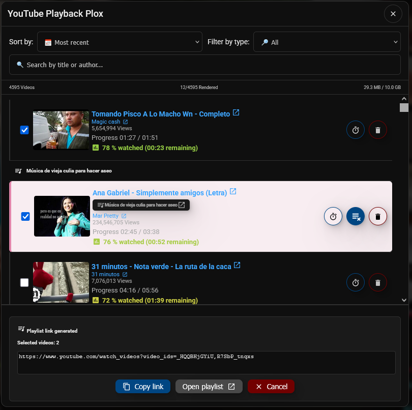 Example of playlist creation