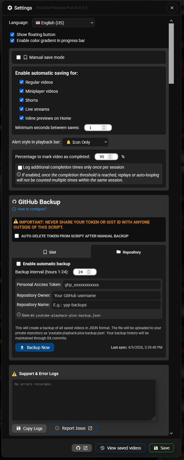 Example of configuration modal