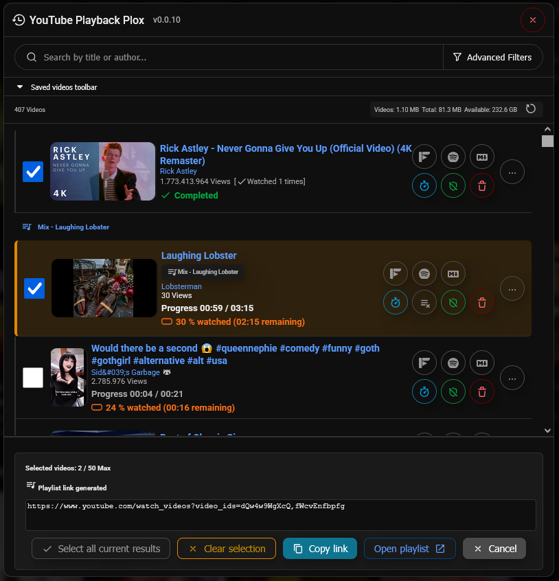 Example of playlist creation