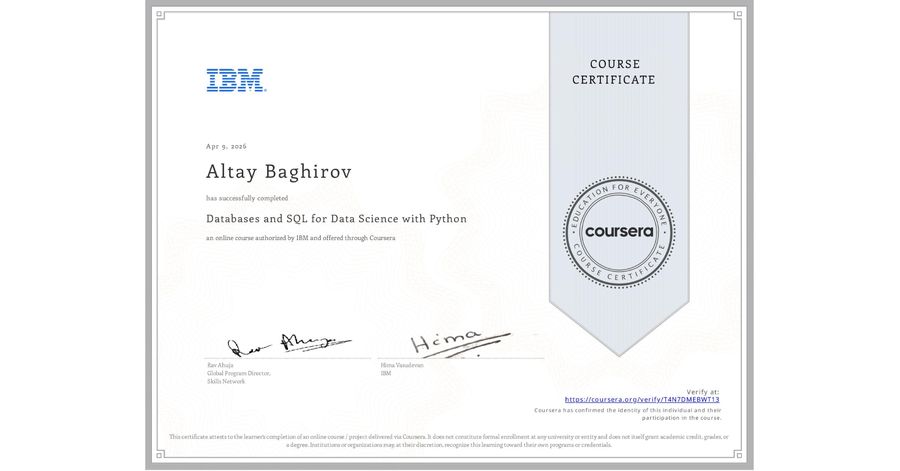Databases and SQL for Data Science with Python