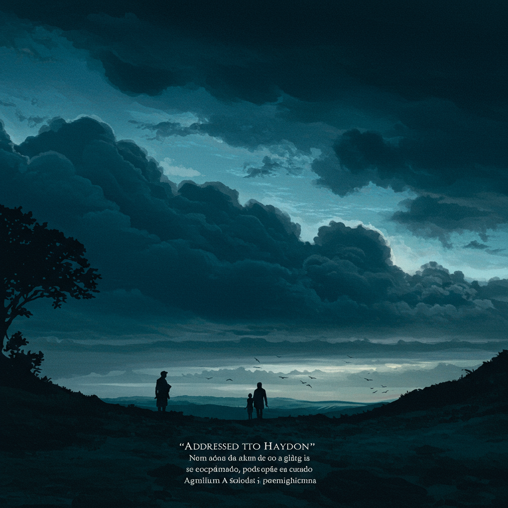 Uma capa vertical com um fundo em tons de azul profundo e cinza, evocando uma atmosfera melancólica. No centro, um pincel solitário jaz sobre uma paleta de cores escuras e opacas, representando a busca artística e suas possíveis frustrações. Ao fundo, vislumbra-se uma sugestão de céu tempestuoso e sombrio, simbolizando as incertezas e desafios enfrentados na jornada criativa.