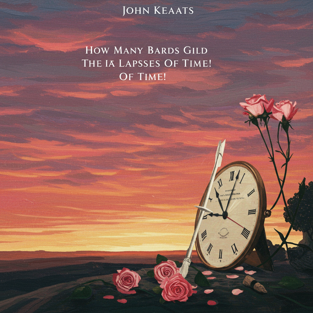 Uma capa com um céu crepuscular em tons de roxo e dourado, com estrelas cintilantes esparsas. Silhuetas de harpas antigas, parcialmente desvanecidas, flutuam no céu. Na base, pétalas de rosas pálidas caem sobre um relógio de sol coberto de musgo, com sua sombra alongada, indicando o entardecer. Estilo artístico romântico e etéreo, reminiscente de aquarelas.