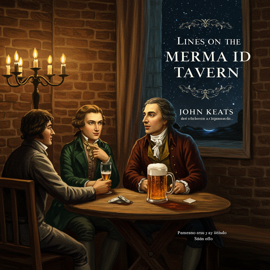 Uma pintura a óleo com tons quentes de âmbar e marrom, representando o interior aconchegante e iluminado à luz de velas de uma taverna. Figuras indistintas, porém alegres, brindam em meio à fumaça de cachimbos, refletindo um senso de comunidade e inspiração artística. Ao fundo, uma janela em arco revela um céu noturno estrelado, simbolizando a busca pela eternidade na arte.