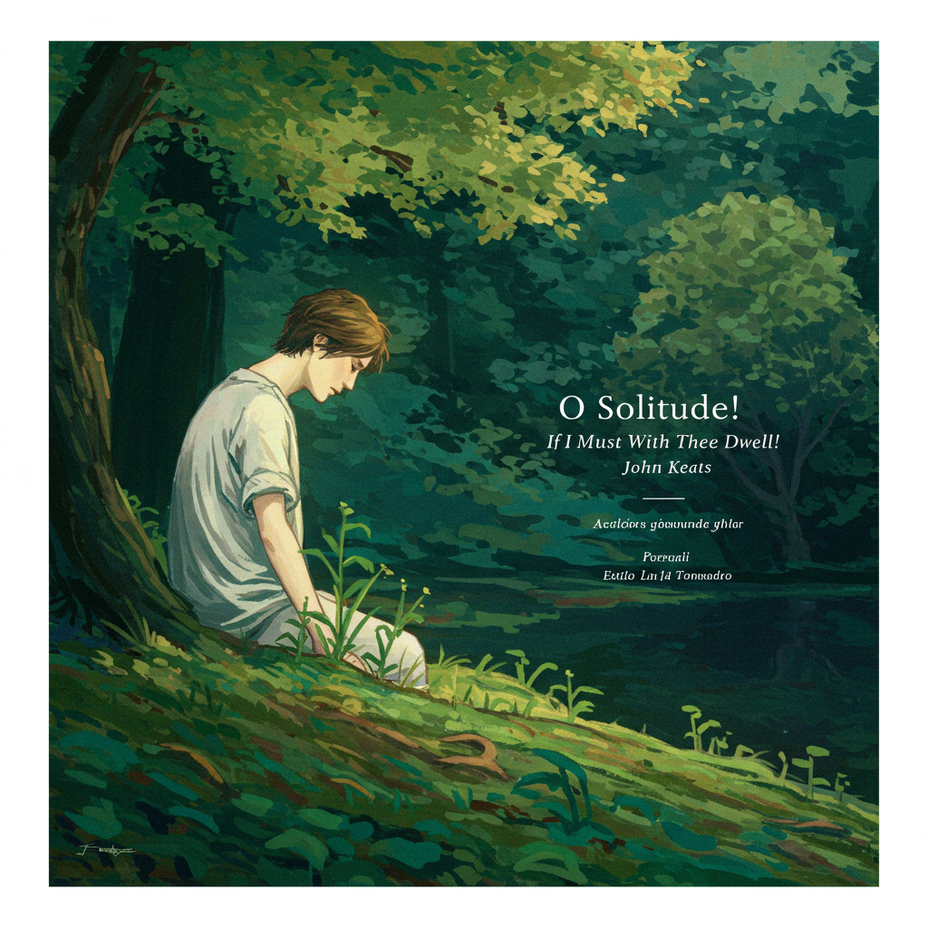 Capa em tons de verde floresta e azul turquesa, com uma figura solitária, de costas, em meio a uma floresta densa banhada por um raio de sol que atravessa as copas das árvores. O chão da floresta é coberto por folhas secas e flores silvestres. A luz cria um contraste dramático entre sombra e luminosidade, enfatizando a sensação de introspecção.