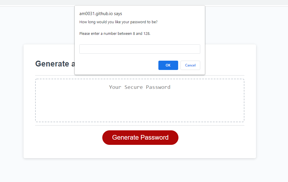 Prompt for password length