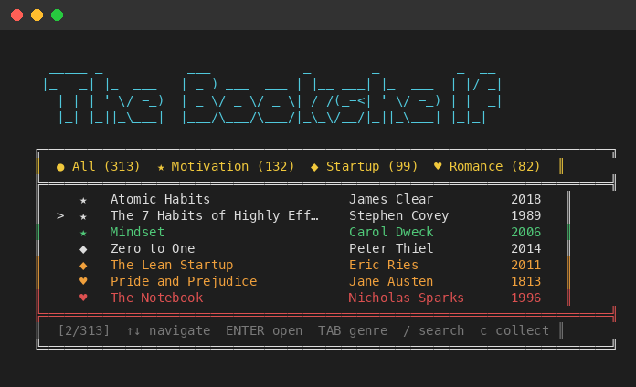 Bookshelf browse view
