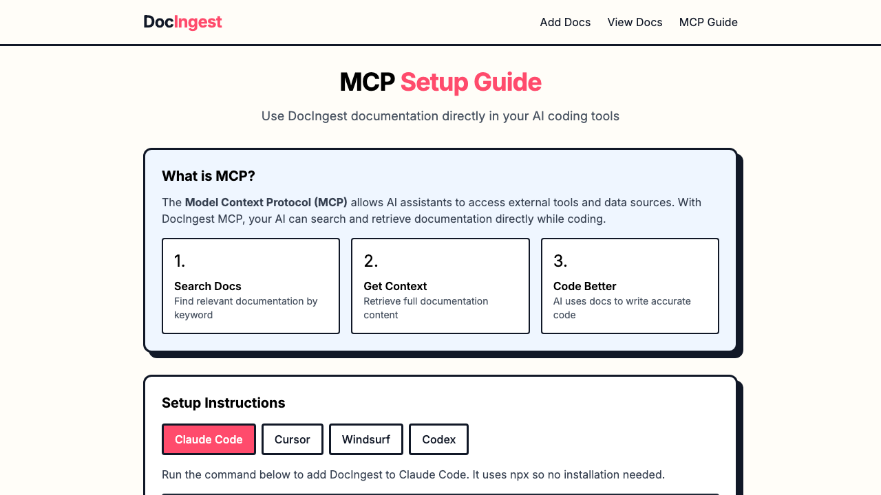 DocIngest MCP guide