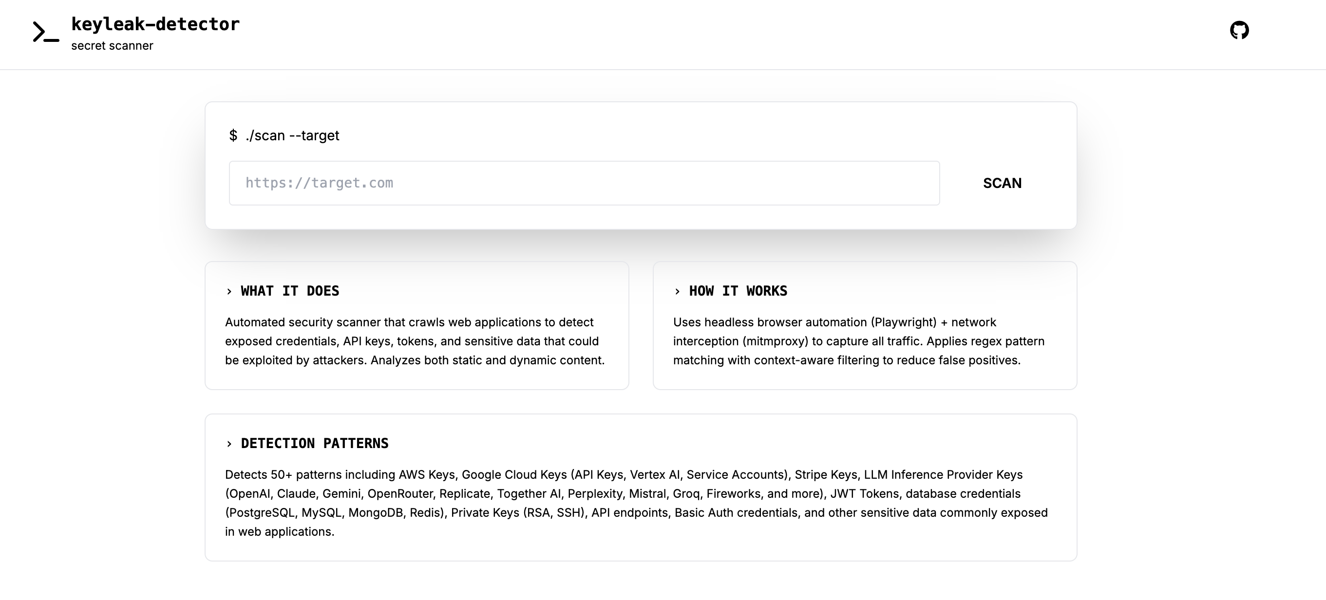 KeyLeak Detector Interface
