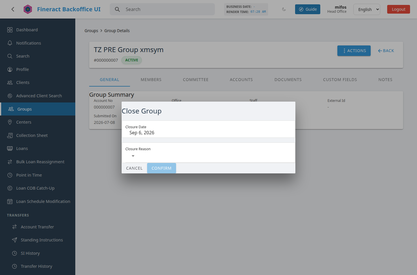 Close Group showing Sep 6, 2026