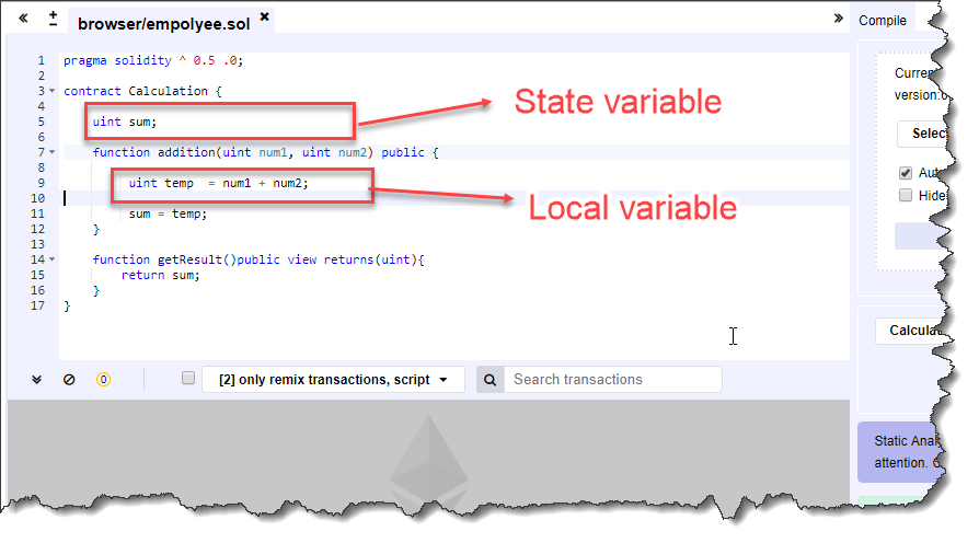 State variables and Local variables in Solidity