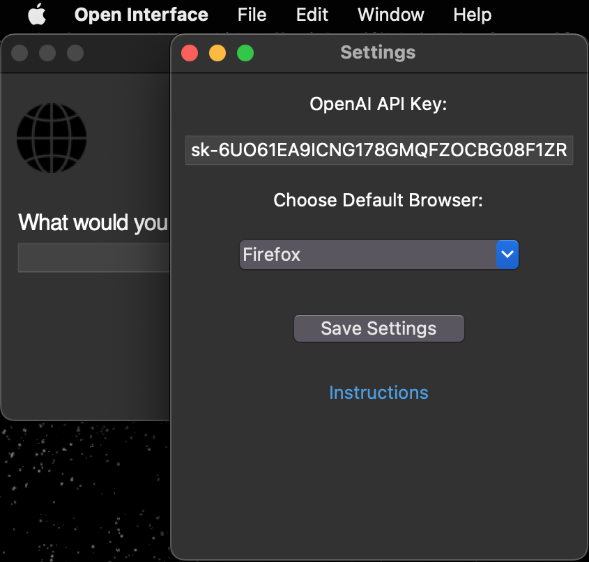 Set API key in settings
