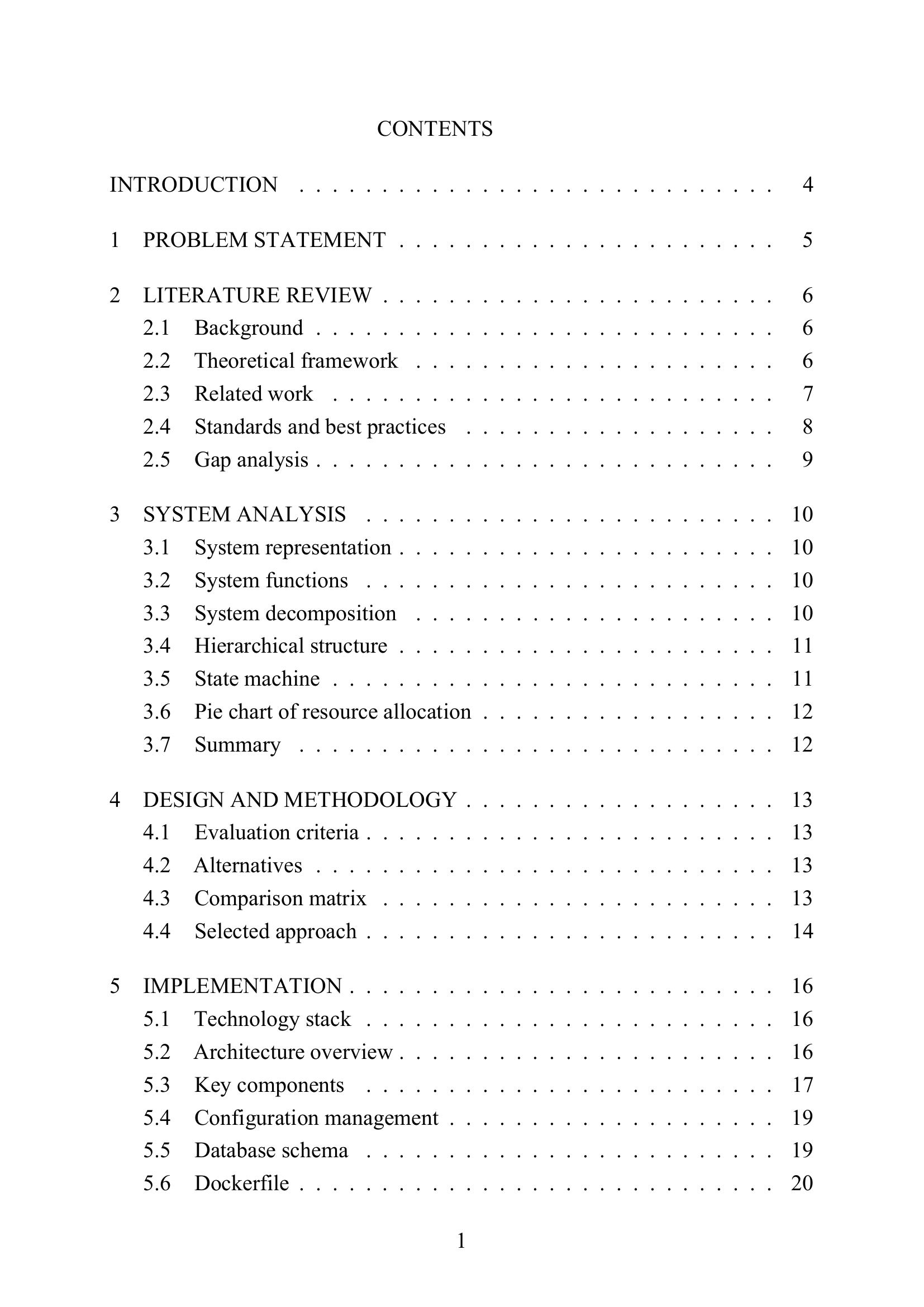 Thesis table of contents