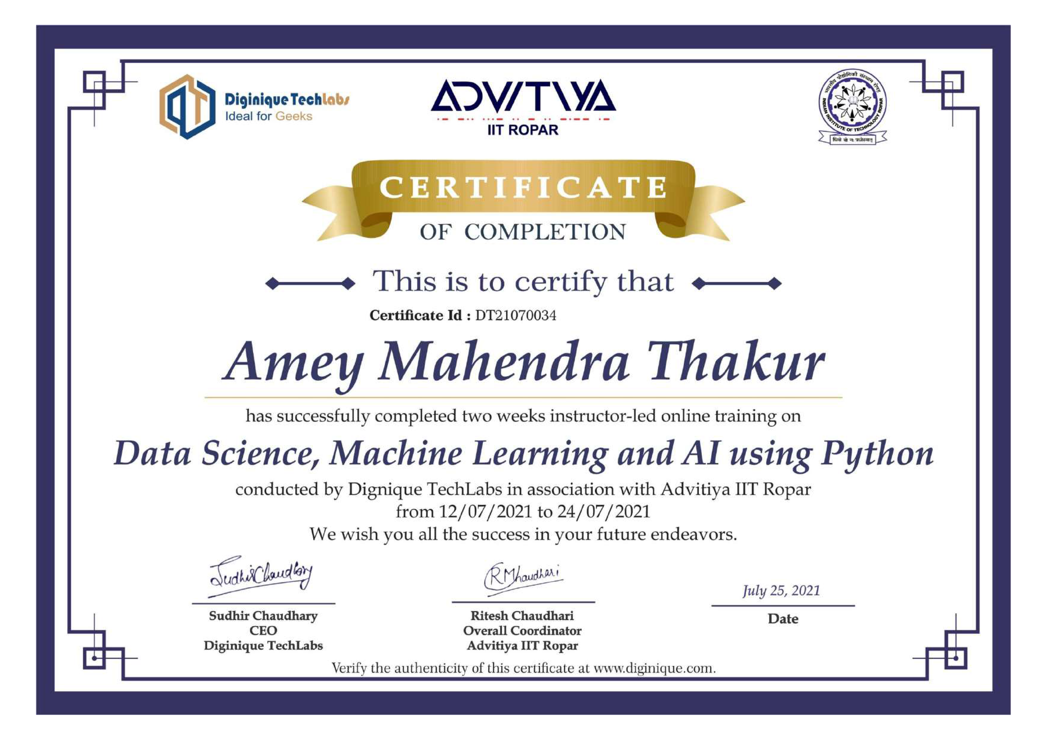 Training Certificate