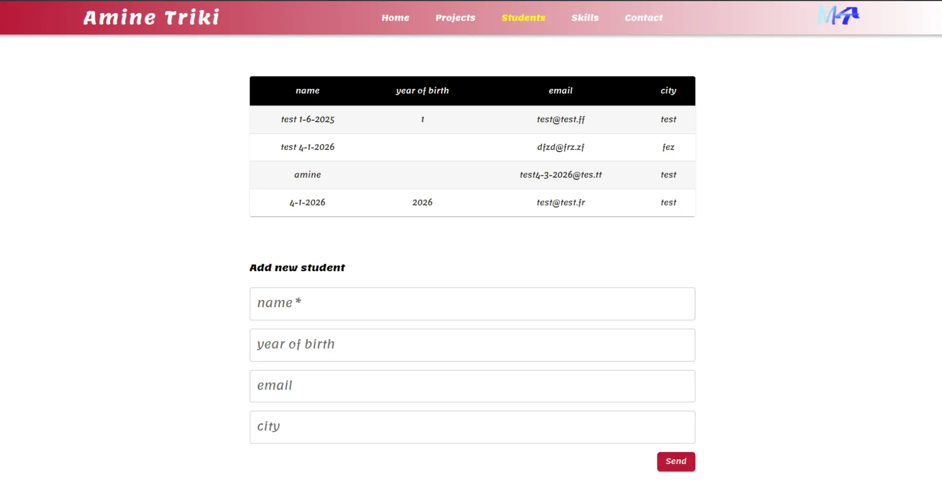 Student Management App مشروع