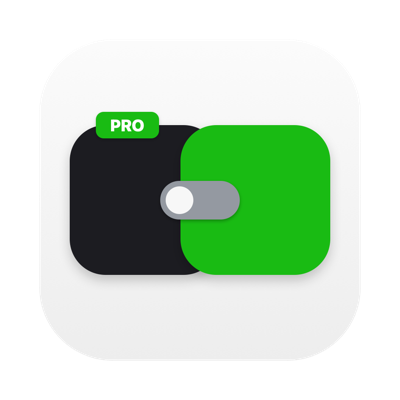 Klik PRO app icon — centered frosted-white mouse with an overlapping green PRO badge and soft bottom fade shadow