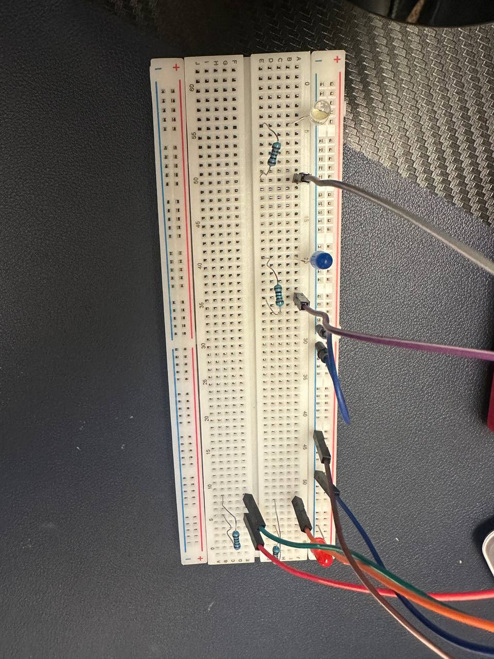 Early stage setup on the breadboard