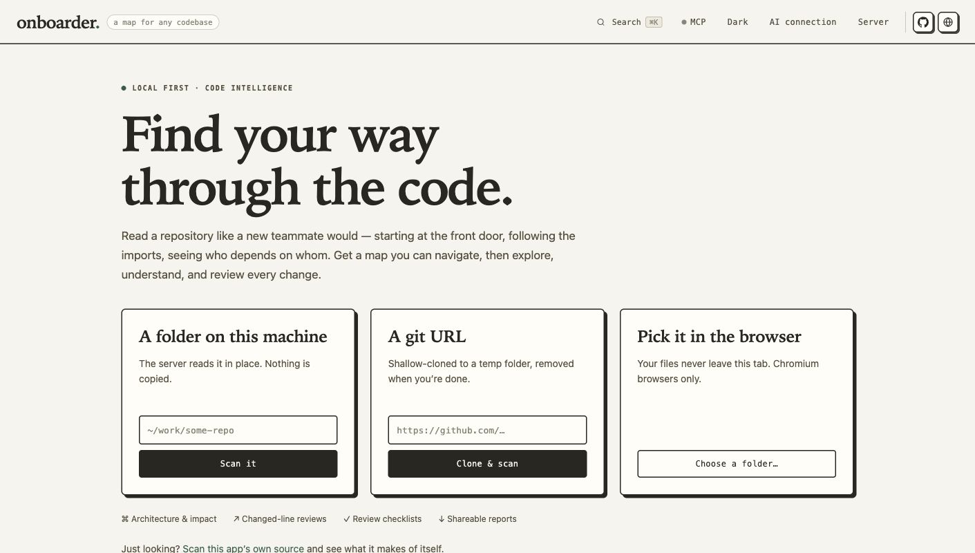 Onboarder web UI with repository loading options