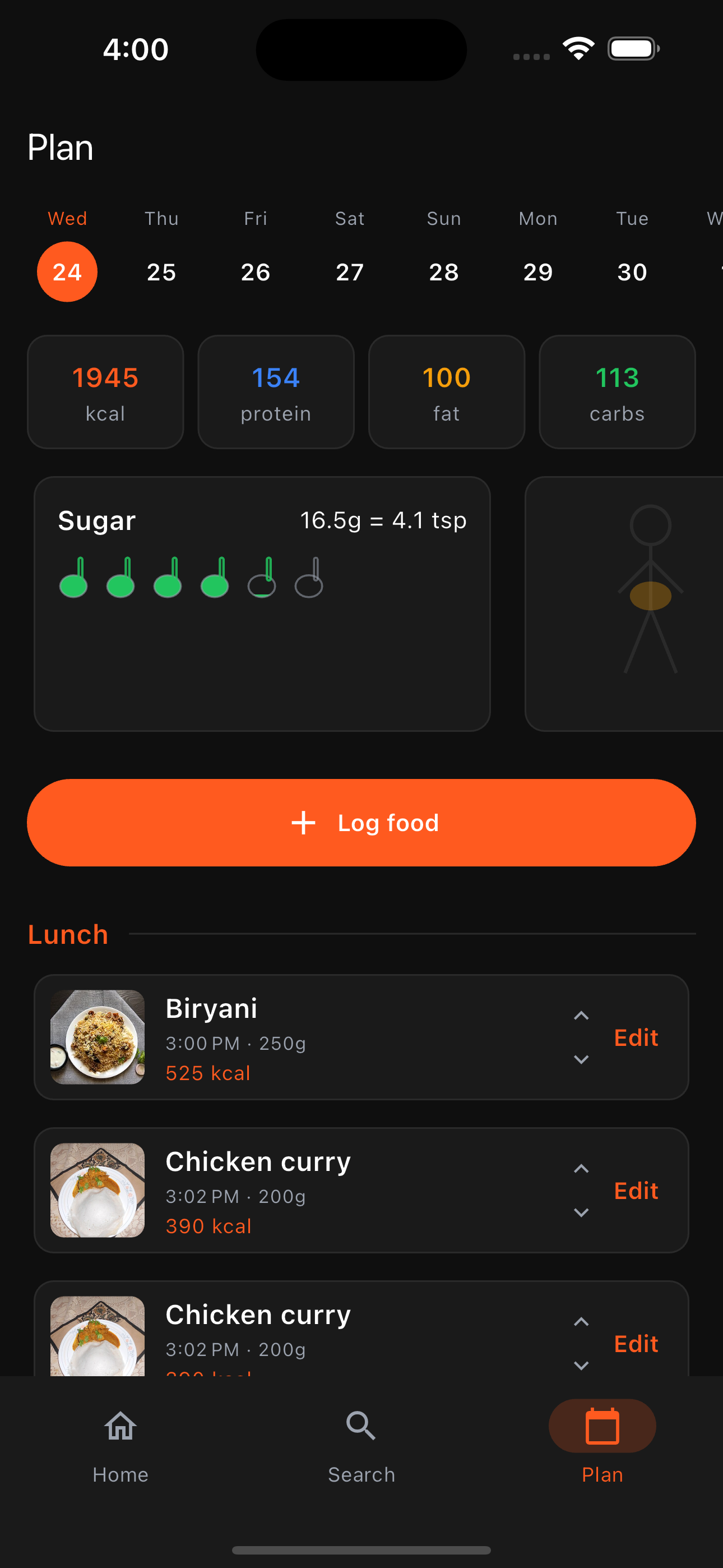 Plan screen