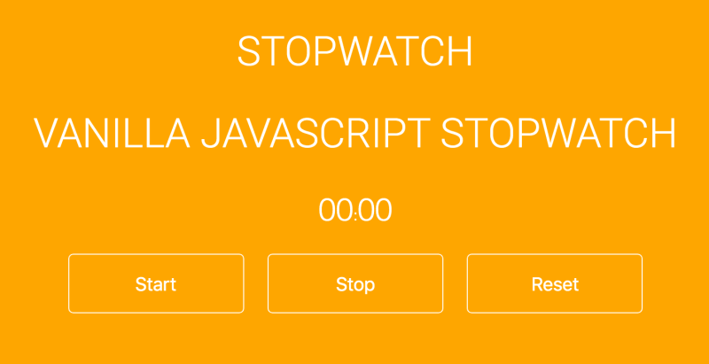 Vanilla JavaScript stopwatch project