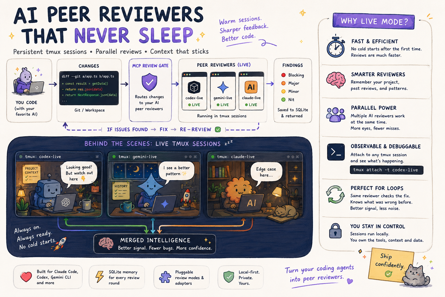 AI peer reviewers that never sleep — persistent tmux sessions, parallel reviews, context that sticks