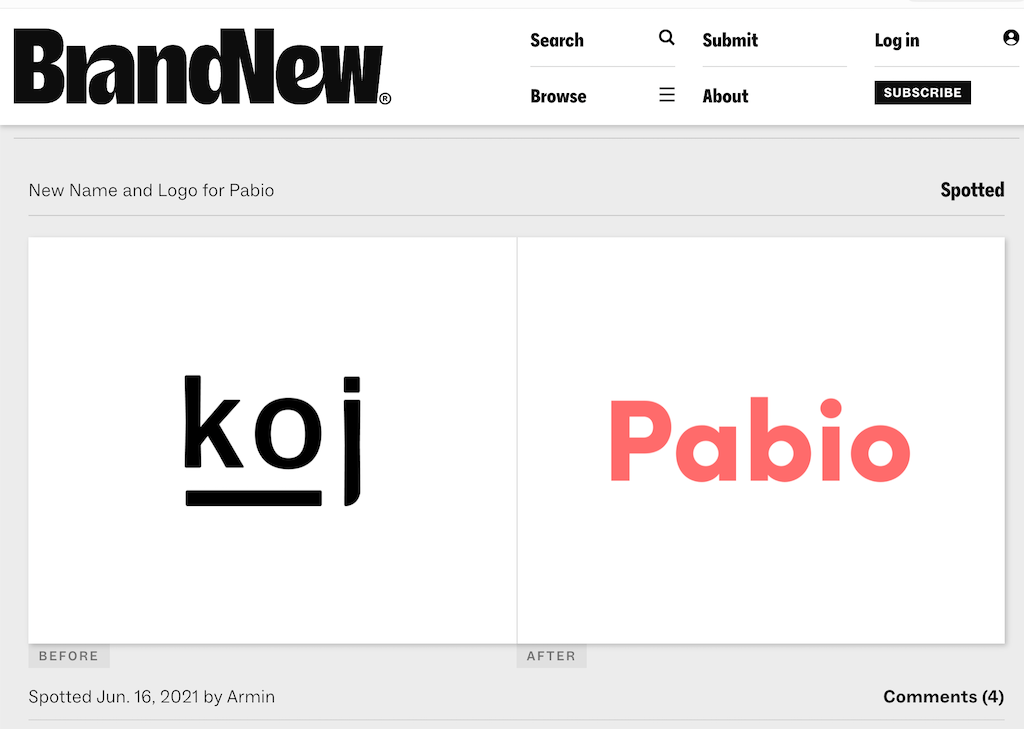 Koj to Pabio logo change