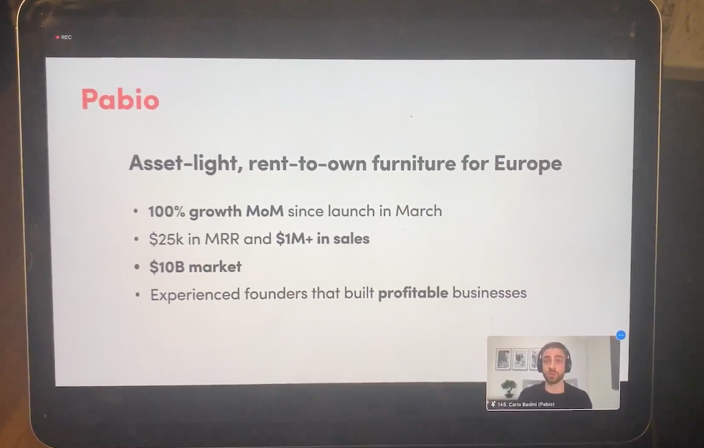 Screenshot of the demo day pitch