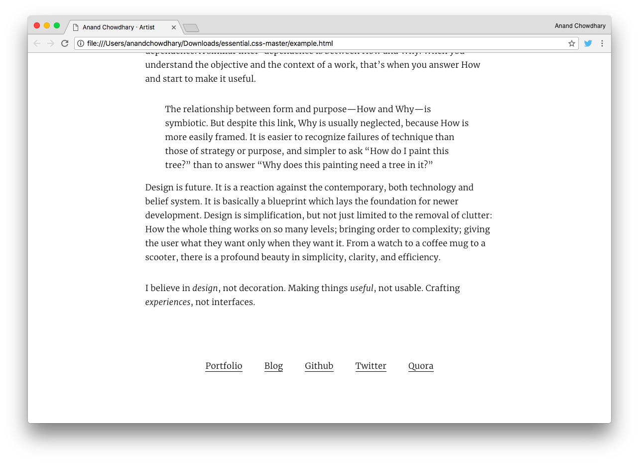 Screenshot showing footer