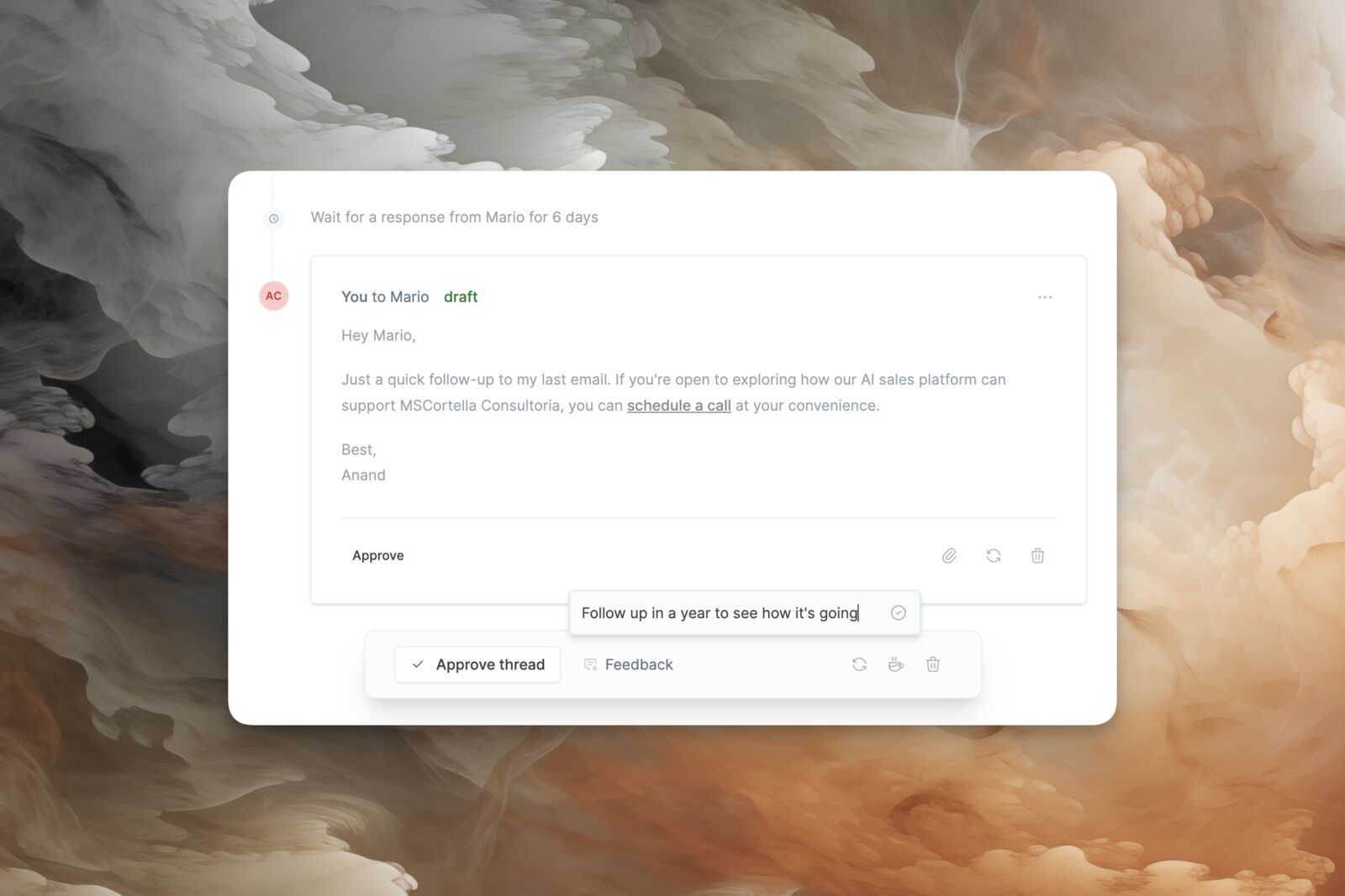 Providing feedback to the Brain on a follow-up