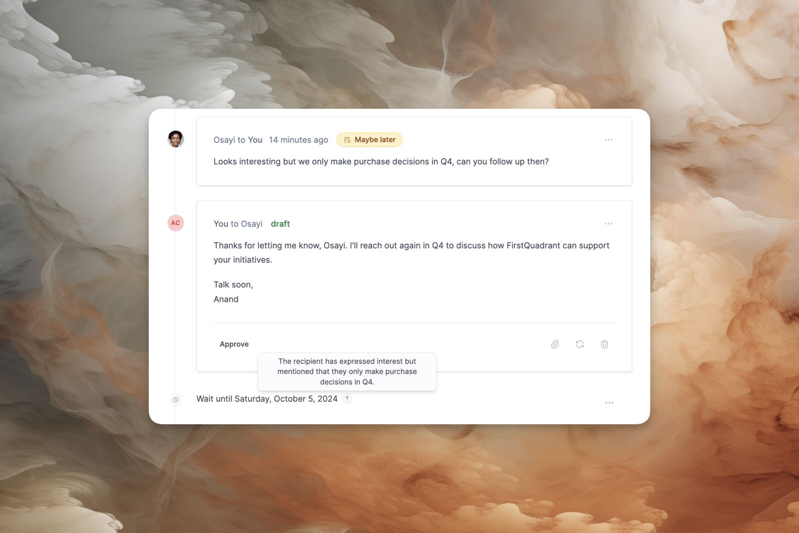 Brain scheduling a follow-up with contextual reasoning