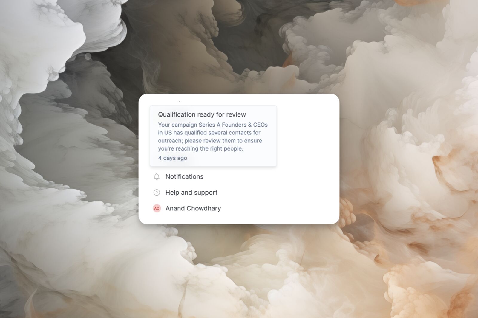 In-app notifications for qualification and campaign events