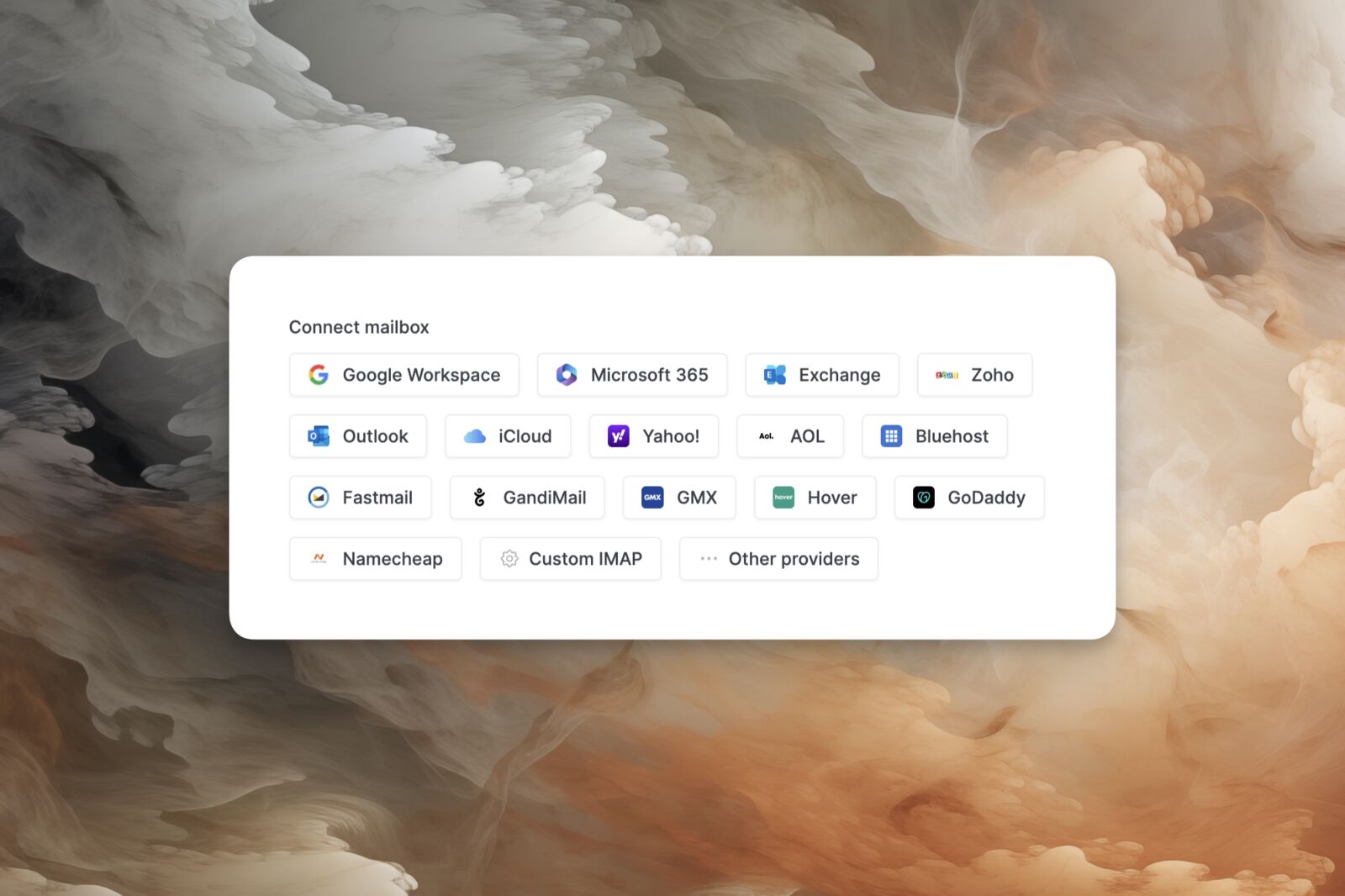 Connect mailbox — all supported providers