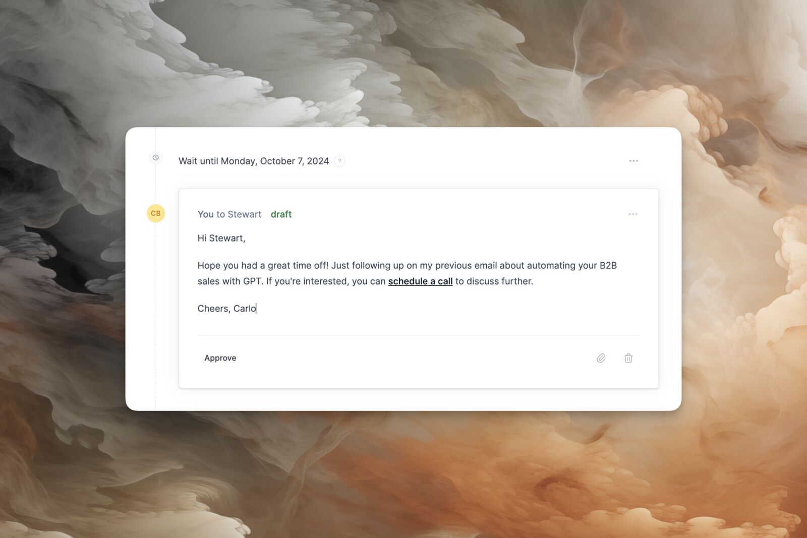 Campaign sequence timeline with scheduled follow-ups