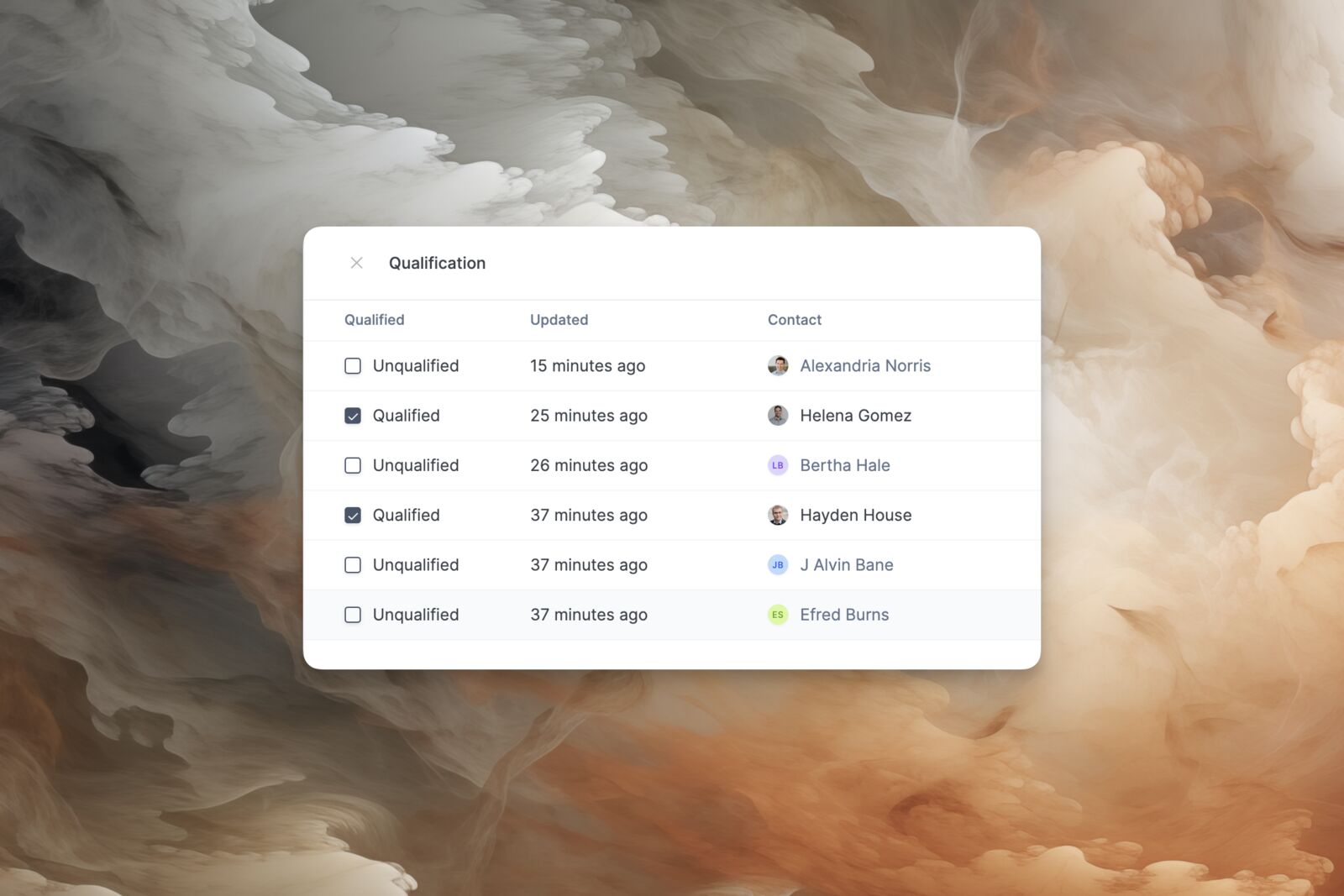 Qualification table with manual overwrite