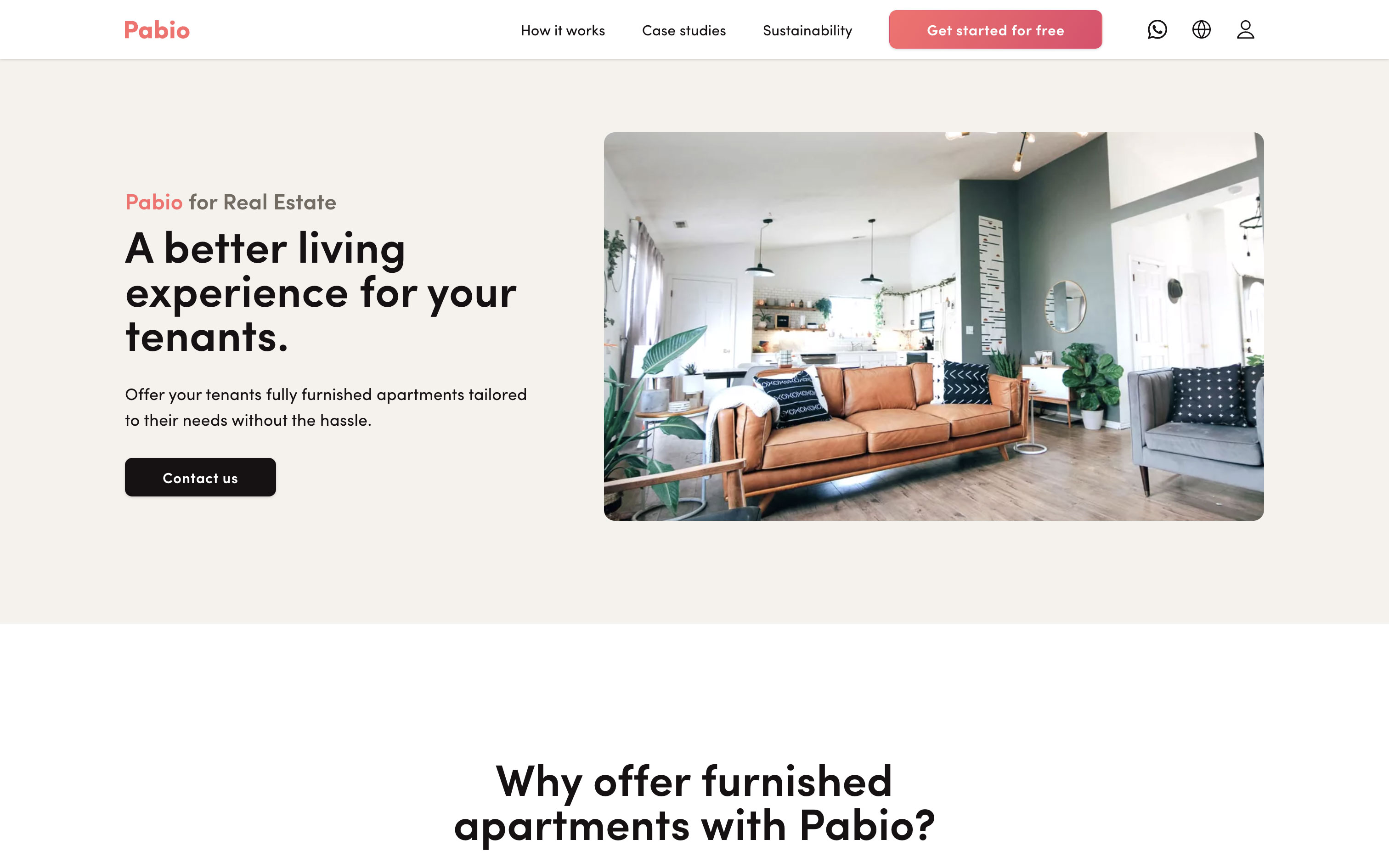 Pabio for Real Estate landing page