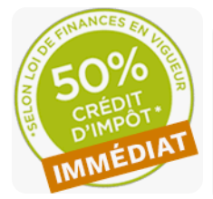 50% de crédit d'impôt immédiat, selon loi de finances en vigueur