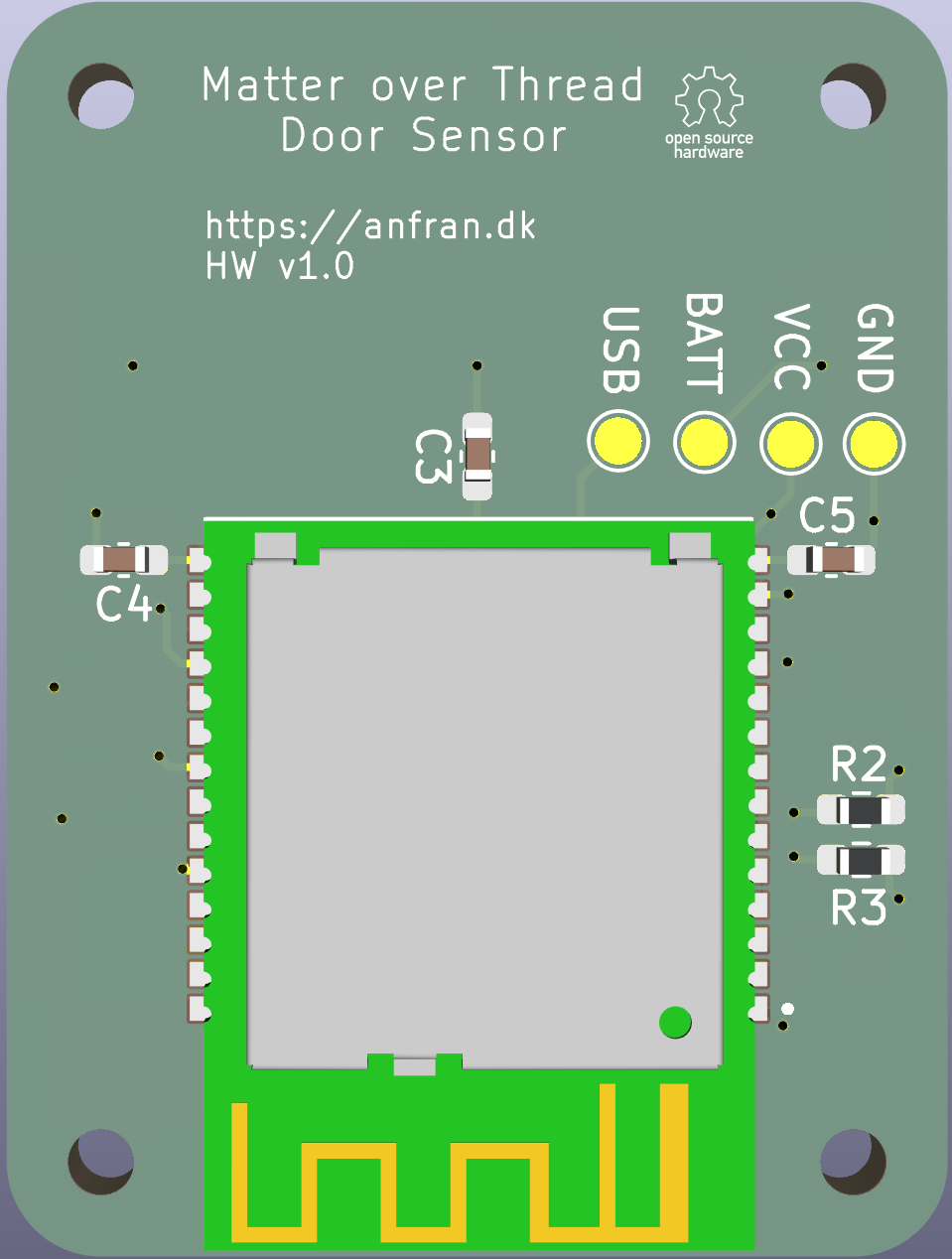 Door sensor hardware, from the project README