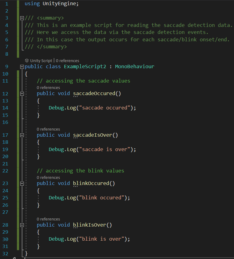 ExampleScript2 for accessing data via events