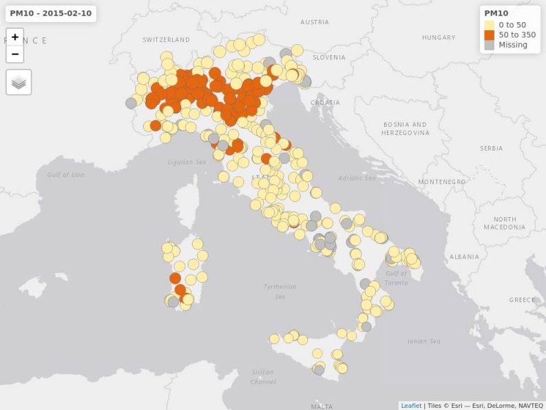 Grafico Spaziale ottenuto da VisualizzazioneDatiPuntuali