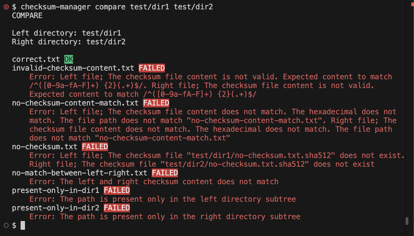 Compare command output