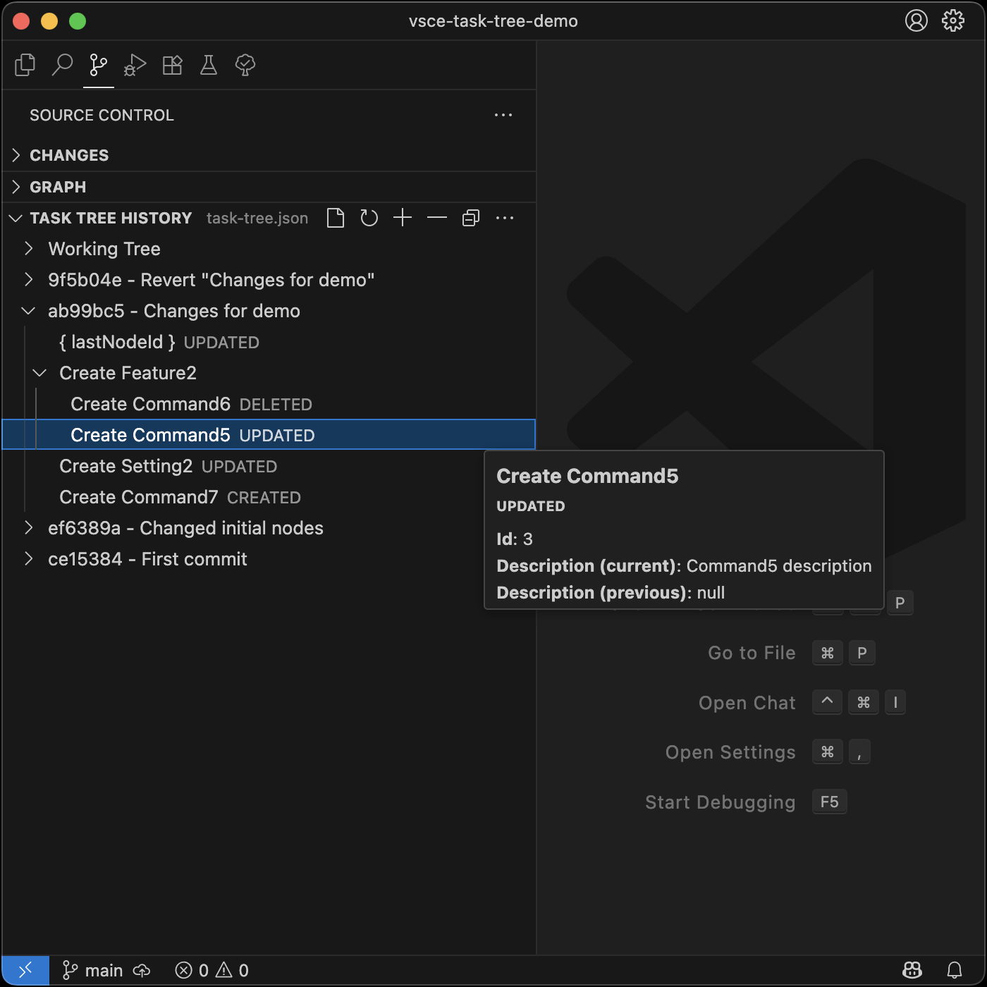 Task Tree History view
